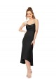 Sleeveless Black Criss Cross Back Sheath Cowl Neck High Low Formal Dress
