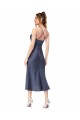 Sleeveless Black Criss Cross Back Sheath Cowl Neck High Low Formal Dress