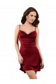 Sleeveless Burgundy Criss Cross Open Back Sheath Cowl Neck Formal Dress