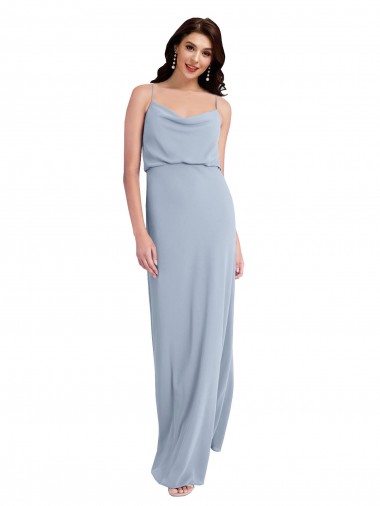 Affordable Sleeveless Smoke Blue V-Back Sheath Spaghetti Straps Formal Dress Canada