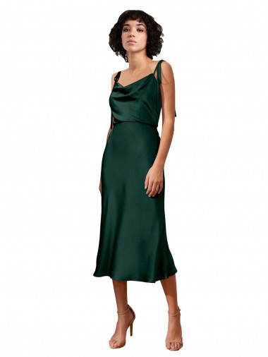 Affordable Sleeveless Hunter Sheath Cowl Neck Black Tie Formal Dress Canada