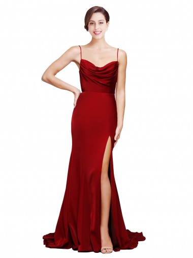 Affordable Sleeveless Burgundy Criss Cross Back Sheath Spaghetti Straps Black Tie Formal Dress Canada