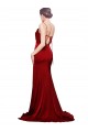 Sleeveless Burgundy Criss Cross Back Sheath Spaghetti Straps Black Tie Formal Dress