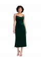 Sleeveless Dark Green Criss Cross Open Back Sheath Cowl Neck Black Tie Formal Dress
