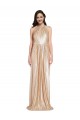 Sleeveless Gold Sheath Halter Neck Formal Dress