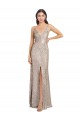 Sleeveless Silver V-Back Sheath V-Neck Formal Dress