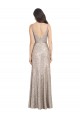 Sleeveless Silver V-Back Sheath V-Neck Formal Dress