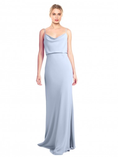 Affordable Sleeveless Light Sky Blue V-Back Sheath Cowl Neck Formal Dress Canada