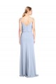 Sleeveless Light Sky Blue V-Back Sheath Cowl Neck Formal Dress