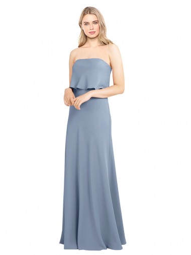 Affordable Sleeveless Smoke Blue Sheath High Neck Formal Dress Canada