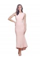 Sleeveless Pink Low Back Sheath High Neck High Low Formal Dress