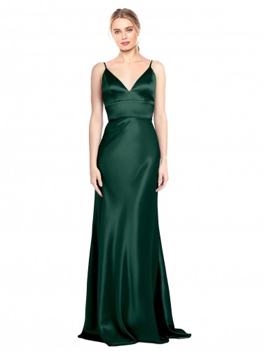Affordable Sleeveless Hunter V-Back Sheath Spaghetti Straps Formal Dress Canada