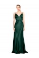 Sleeveless Hunter V-Back Sheath Spaghetti Straps Formal Dress