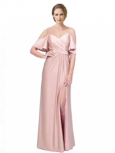 Affordable Cold Shoulder Low Back Sheath Off the Shoulder Formal Dress Canada