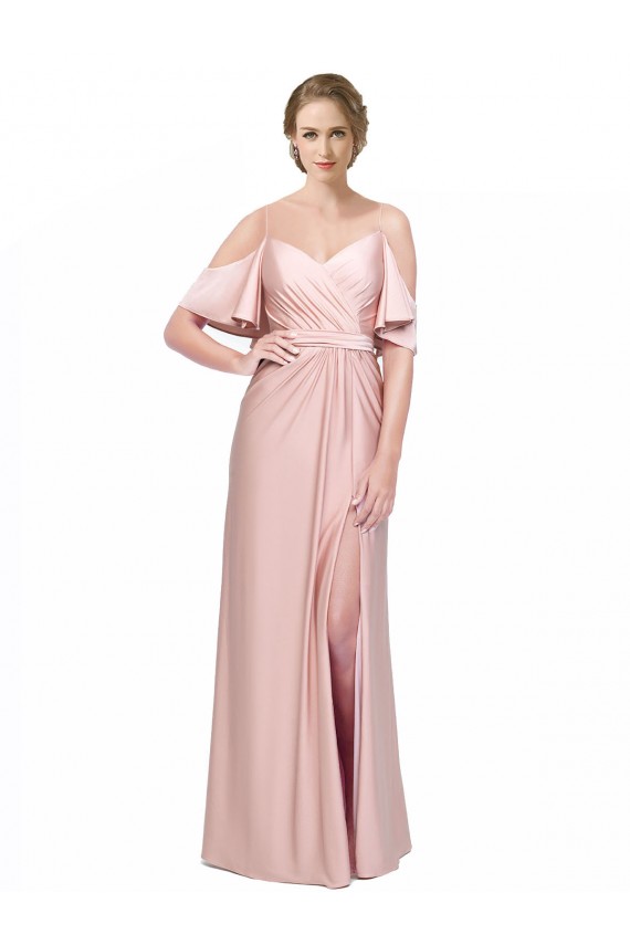 Cold Shoulder Low Back Sheath Off the Shoulder Formal Dress
