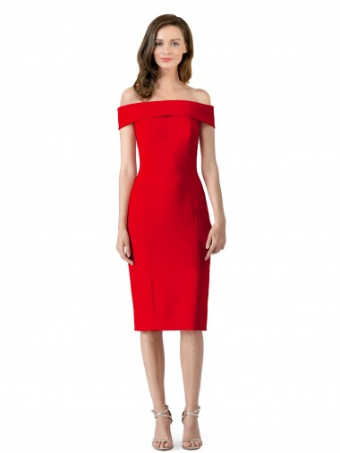 Affordable Sleeveless Red Sheath Off the Shoulder Formal Dress Canada