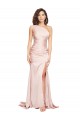 Sleeveless Pink Sheath One Shoulder Black Tie Formal Dress