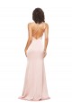 Sleeveless Pink Low Back Sheath Silky Satin One Shoulder Formal Dress