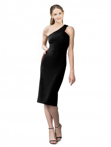 Affordable Sleeveless Black Sheath Stretch Crepe One Shoulder Formal Gowns Canada