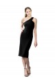 Sleeveless Black Sheath Stretch Crepe One Shoulder Formal Gowns