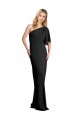 Flutter Sleeves Black Sheath One Shoulder Formal Dress