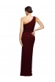 Sleeveless Burgundy Gold Sheath One Shoulder Black Tie Formal Dress