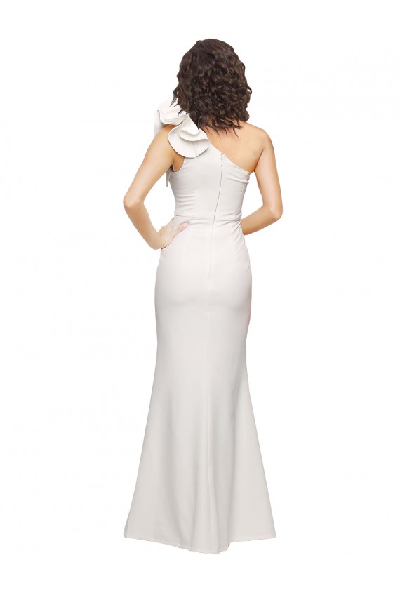 Sleeveless Ivory Sheath One Shoulder Formal Dress