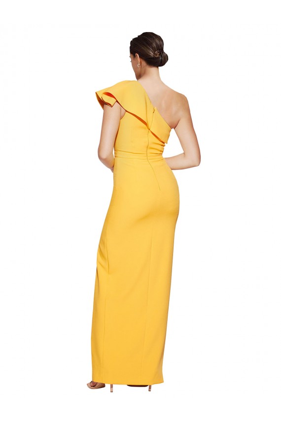 Sleeveless Saffron Sheath One Shoulder Formal Dress