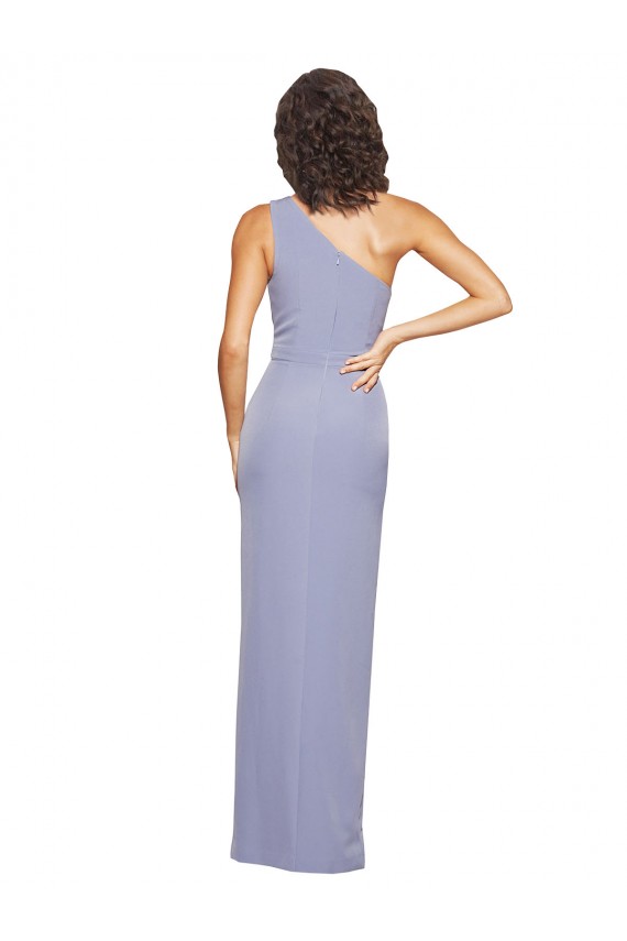 Sleeveless Smoke Blue Sheath One Shoulder Formal Dress