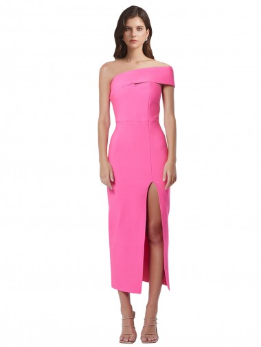 Affordable Sleeveless Fuchsia Sheath One Shoulder Formal Gowns Canada