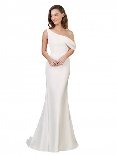 Affordable Sleeveless Ivory Sheath Stretch Crepe One Shoulder Formal Dress Canada
