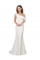Sleeveless Ivory Sheath Stretch Crepe One Shoulder Formal Dress