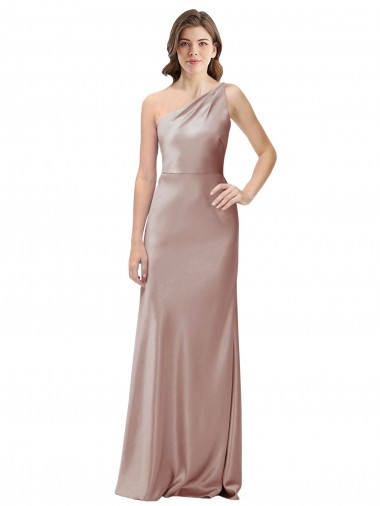 Affordable Sleeveless Dusty Pink Open Back Sheath One Shoulder Formal Dress Canada
