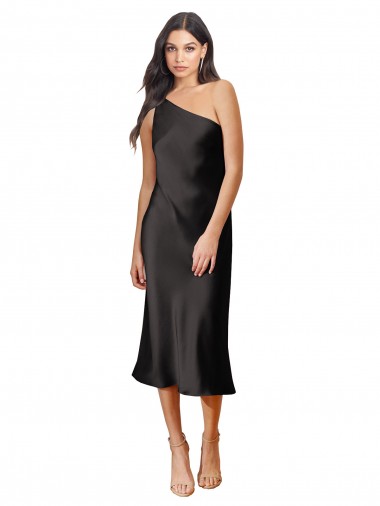 Affordable Sleeveless Black Sheath One Shoulder Black Tie Formal Dress Canada