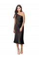 Sleeveless Black Sheath One Shoulder Black Tie Formal Dress