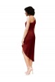 Sleeveless Burgundy Sheath One Shoulder Black Tie Formal Dress