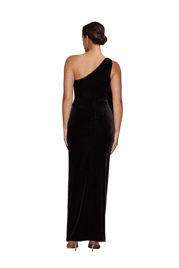 Sleeveless Black Sheath One Shoulder Formal Gowns