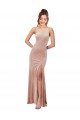 Sleeveless Pink Sheath One Shoulder Black Tie Formal Gowns