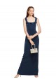 Sleeveless Dark Navy Low Back Sheath Scoop Neck Formal Dress