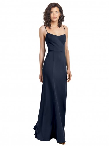 Affordable Sleeveless Dark Navy Low Back Sheath High Neck Formal Dress Canada
