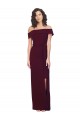 Sleeveless Burgundy Gold Low Back Sheath Off the Shoulder Formal Dress