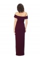 Sleeveless Burgundy Gold Low Back Sheath Off the Shoulder Formal Dress