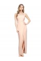 Sleeveless Nude Sheath Square Neck Formal Dress