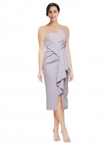 Affordable Sleeveless Arctic Lilac Low Back Sheath Strapless High Low Formal Dress Canada