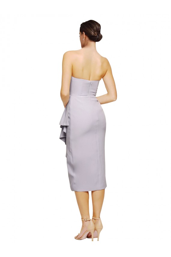 Sleeveless Arctic Lilac Low Back Sheath Strapless High Low Formal Dress