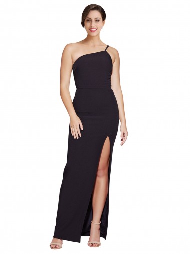 Affordable Sleeveless Black Sheath Stretch Crepe One Shoulder Formal Dress Canada