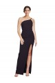 Sleeveless Black Sheath Stretch Crepe One Shoulder Formal Dress