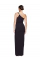 Sleeveless Black Sheath Stretch Crepe One Shoulder Formal Dress