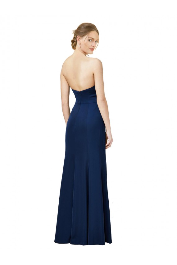 Sleeveless Black Low Back Sheath Strapless Formal Dress