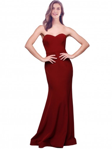 Affordable Sleeveless Burgundy Low Back Sheath Sweetheart Formal Gowns Canada
